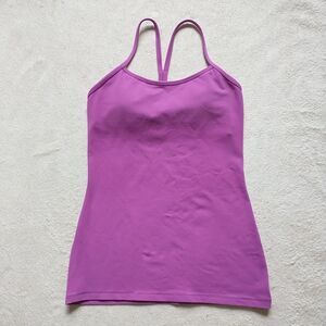 Lululemon Power Y Tank Top Women's 6 Pink Stretch Built in Bra Padded Yoga